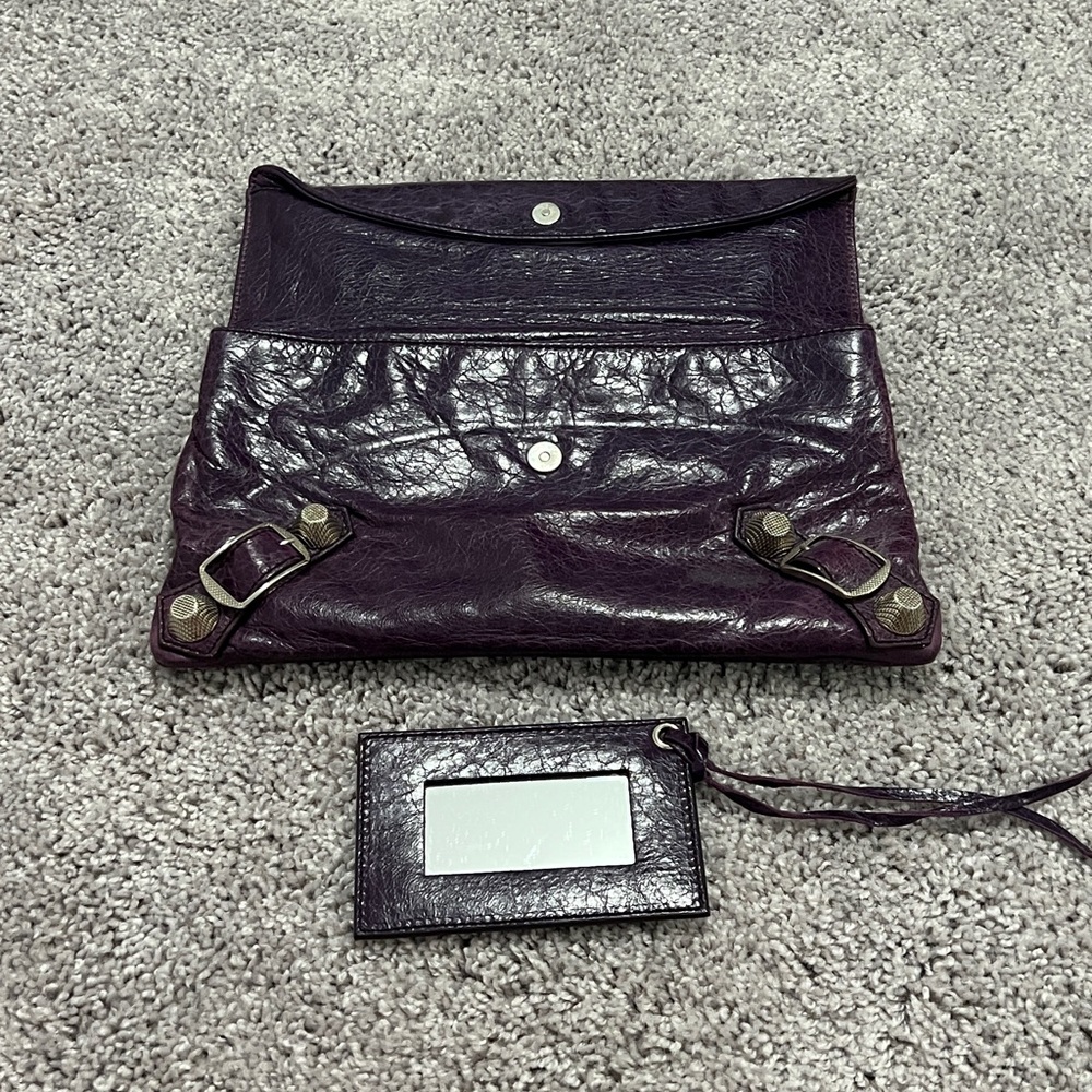 Balenciaga Dark Purple Leather Clutch - Picture 5 of 9